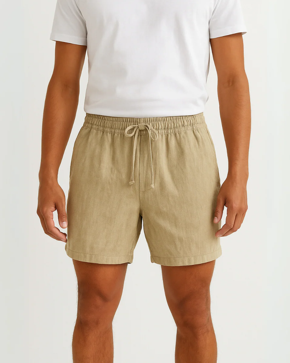 The Lisbon Linen Old Money Beige Shorts for Men