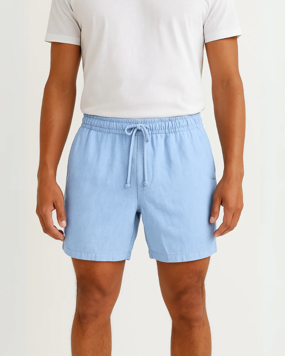 The Lisbon Linen Old Money Blue Shorts for Men