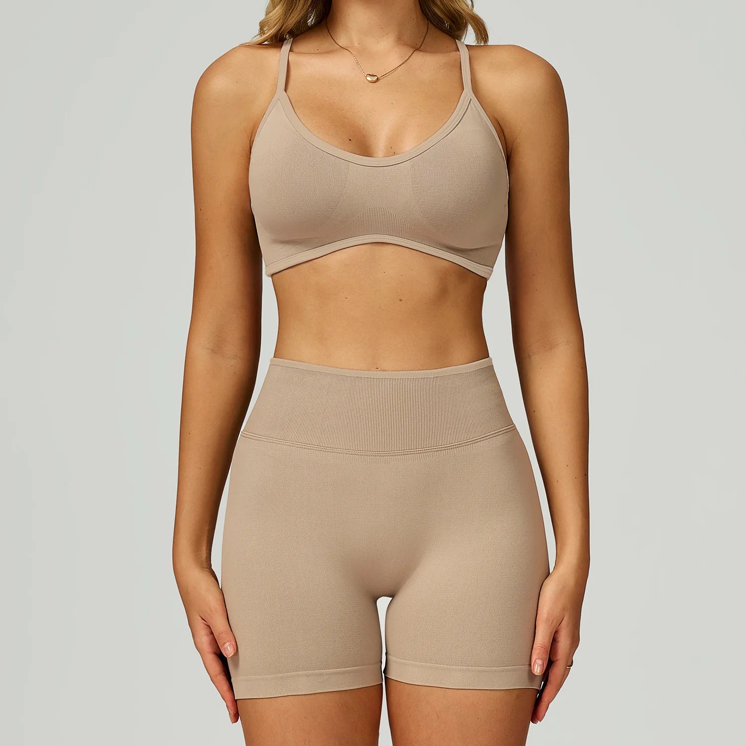 Seamless Yoga Set – Push Up Bra & High Waist Shorts Activewear