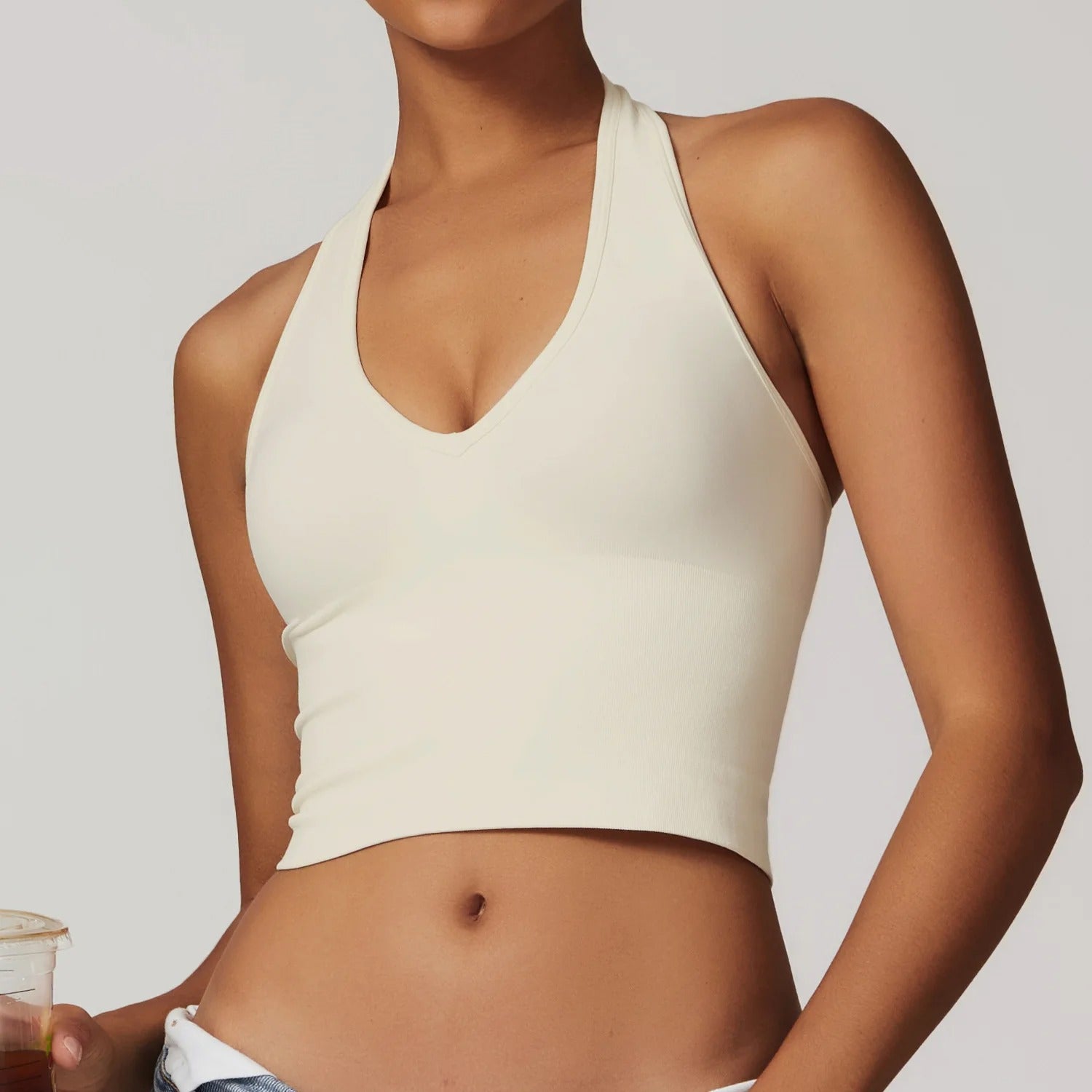 Sports Bra Top – Halter Neck Gym Crop Top Fitness Activewear