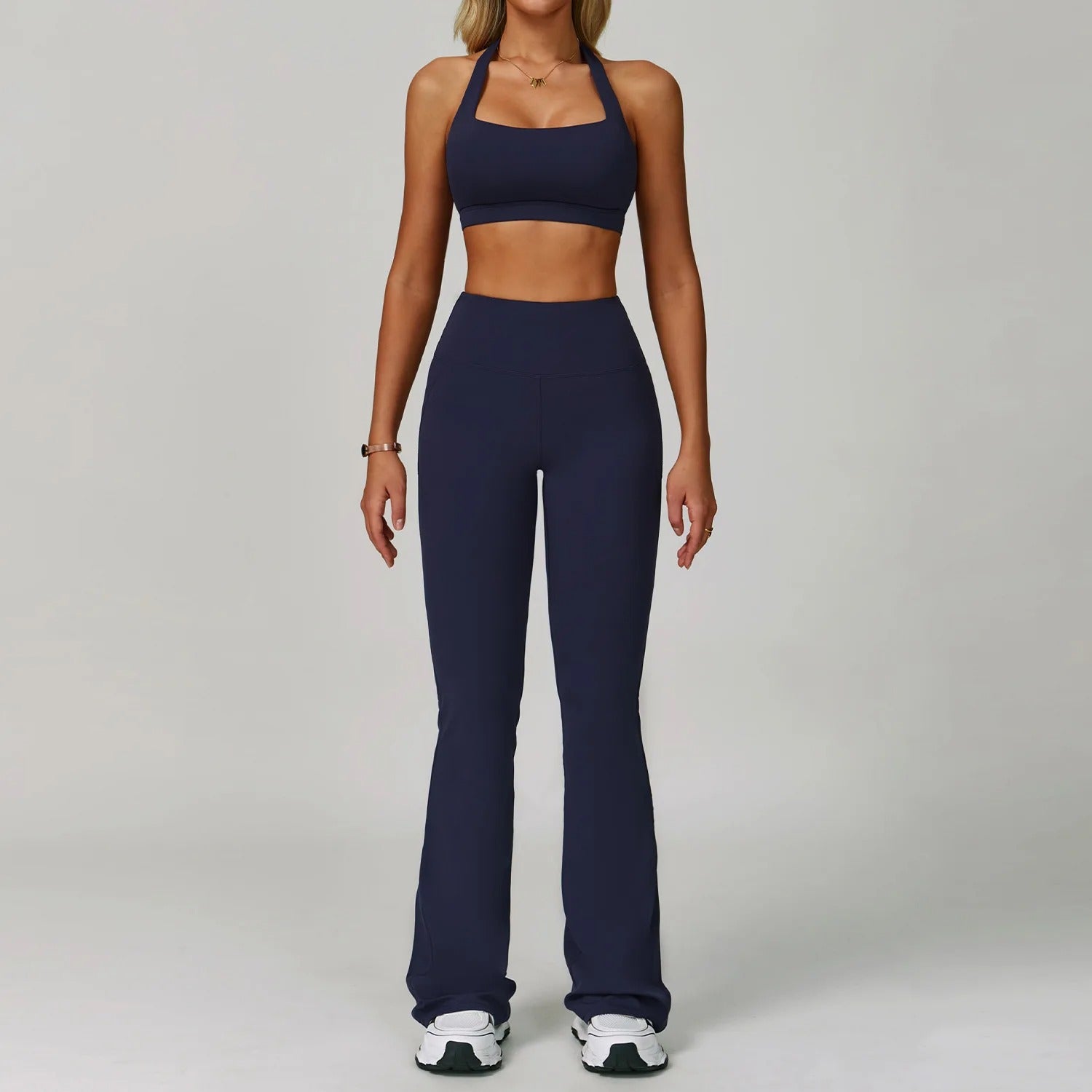 Yoga Set – Halter Bra & Flared Leggings 2 Piece Seamless Workout Activewear
