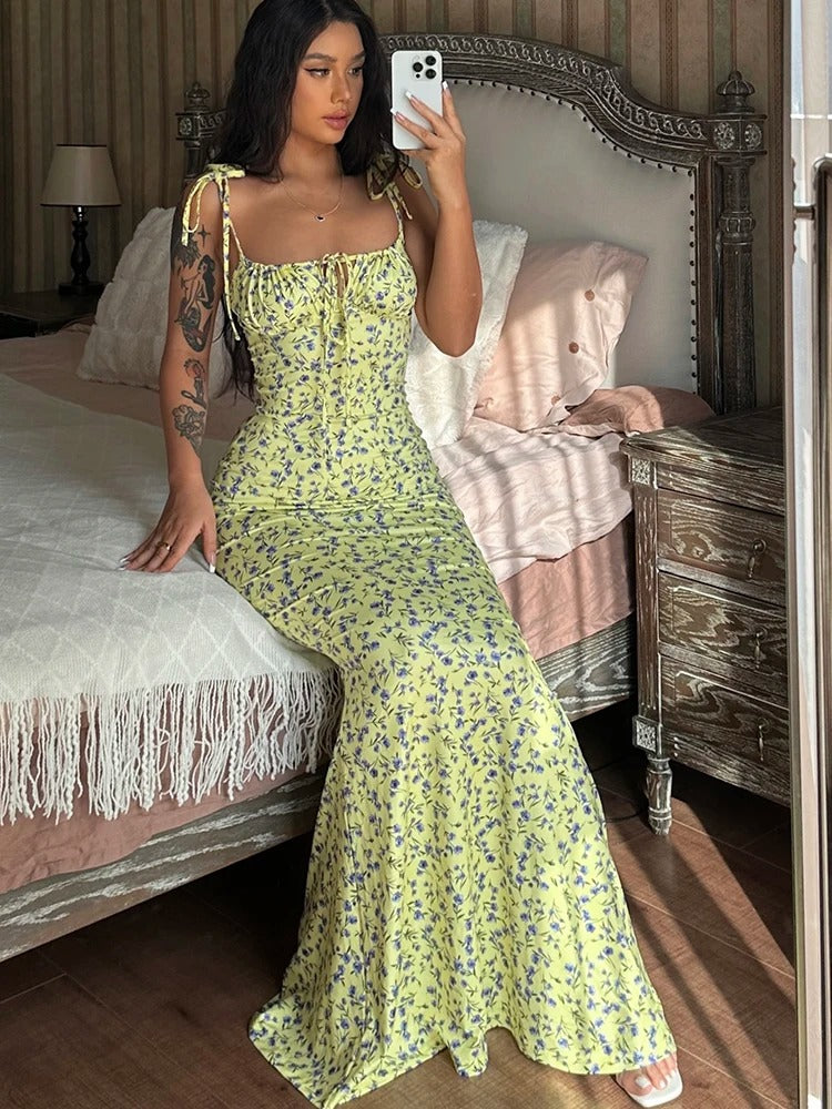 Floral Maxi Dress – Sleeveless Bodycon Summer Party Outfit