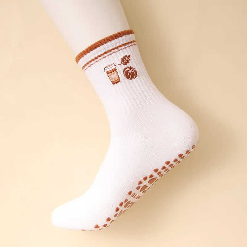 Autumn Sports Socks – Non Slip Fitness Yoga Pilates & Cycling Socks
