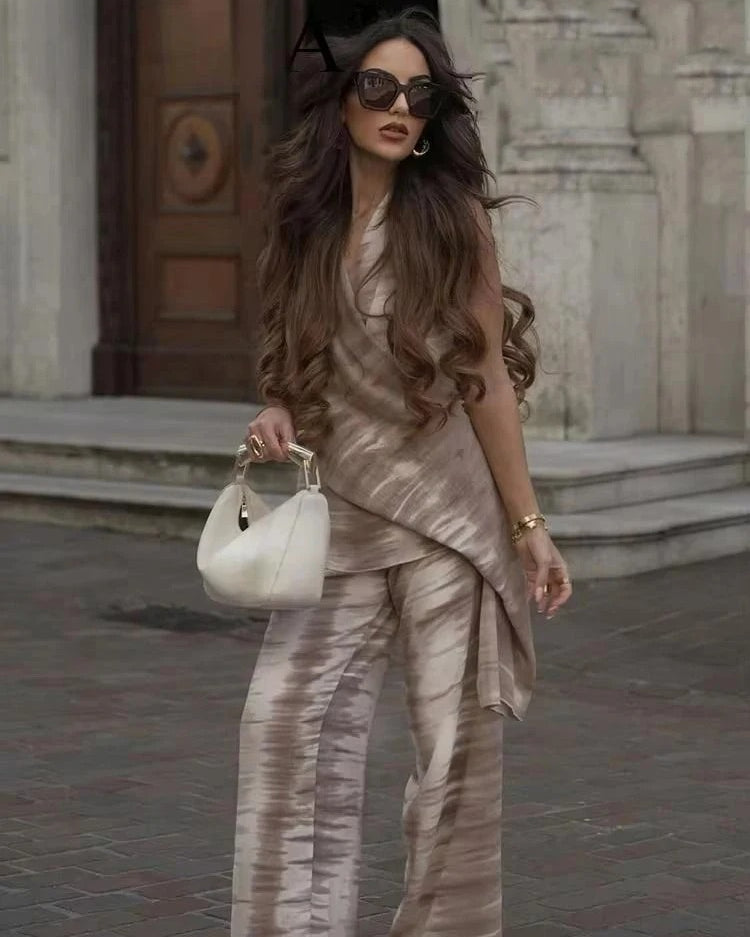 Outfit Halter Top and Wide Leg Pants – Elegant Summer Matching Set