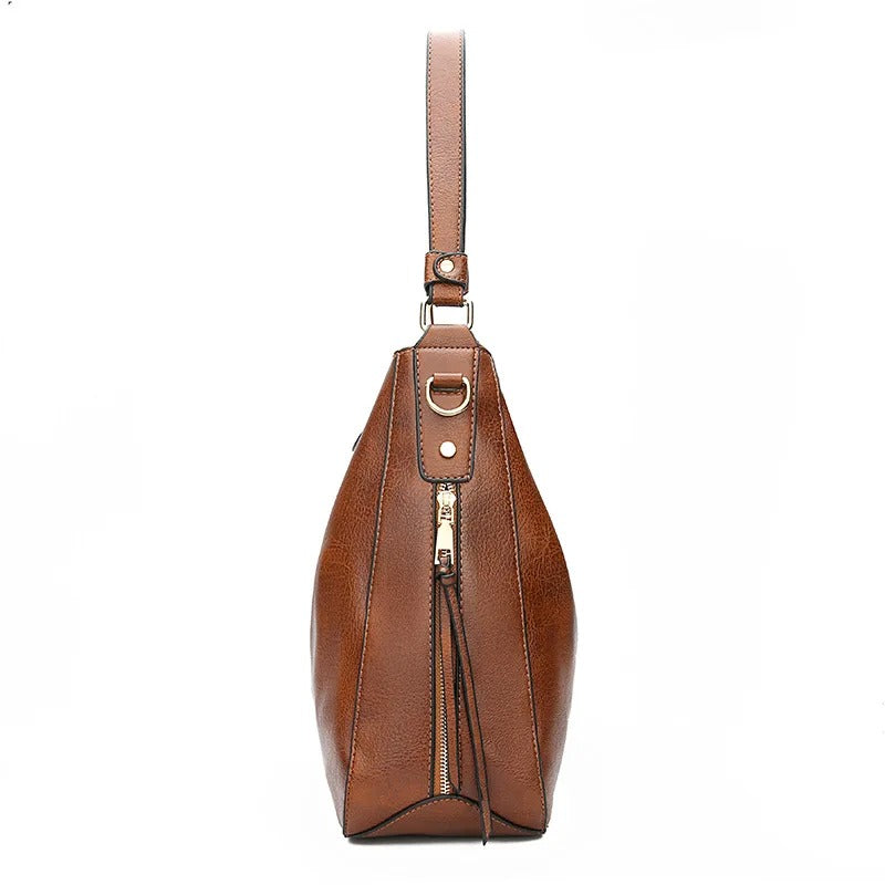Luxury Leather Hobo Bag – Brown Shoulder & Crossbody Handbag