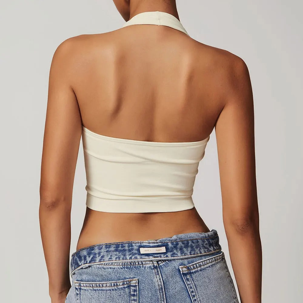 Sports Bra Top – Halter Neck Gym Crop Top Fitness Activewear
