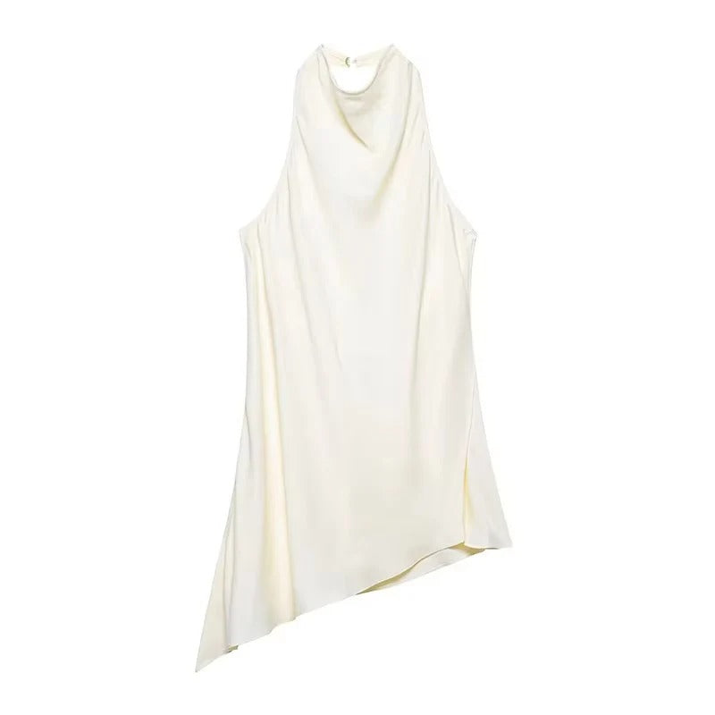 Elegant Satin Two Piece Pants Set – Sleeveless Top & Wide Leg Trousers