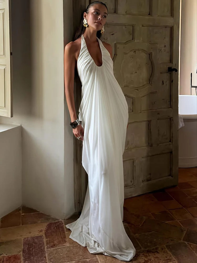 Halter Maxi Dress – Elegant Backless Grecian Gown