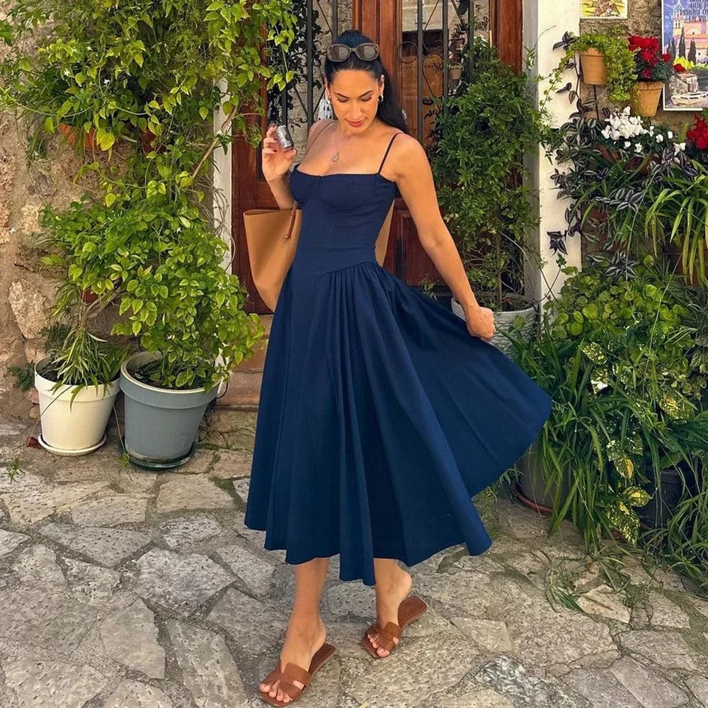 Midi Dress – Elegant Corset Bustier A Line Summer Dress