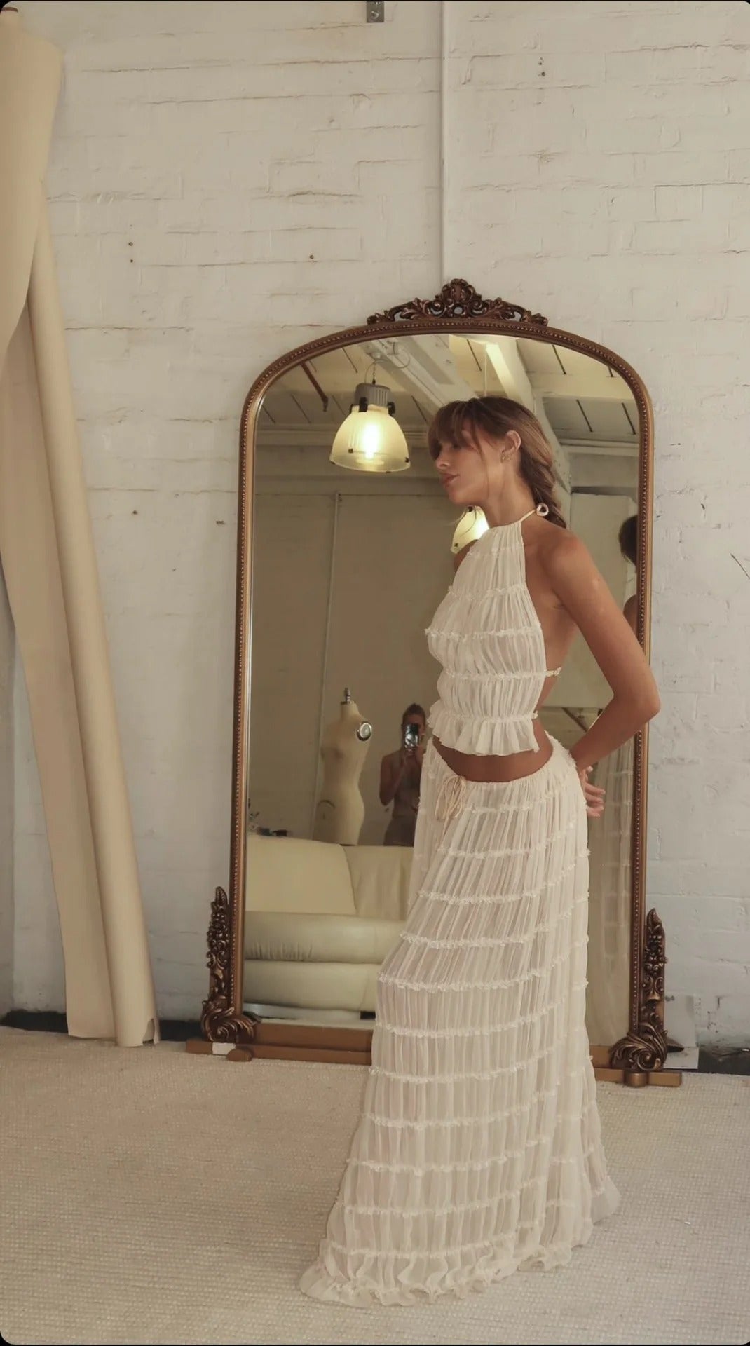 Halter Crop Top and Maxi Skirt Set – Summer Beach Outfit