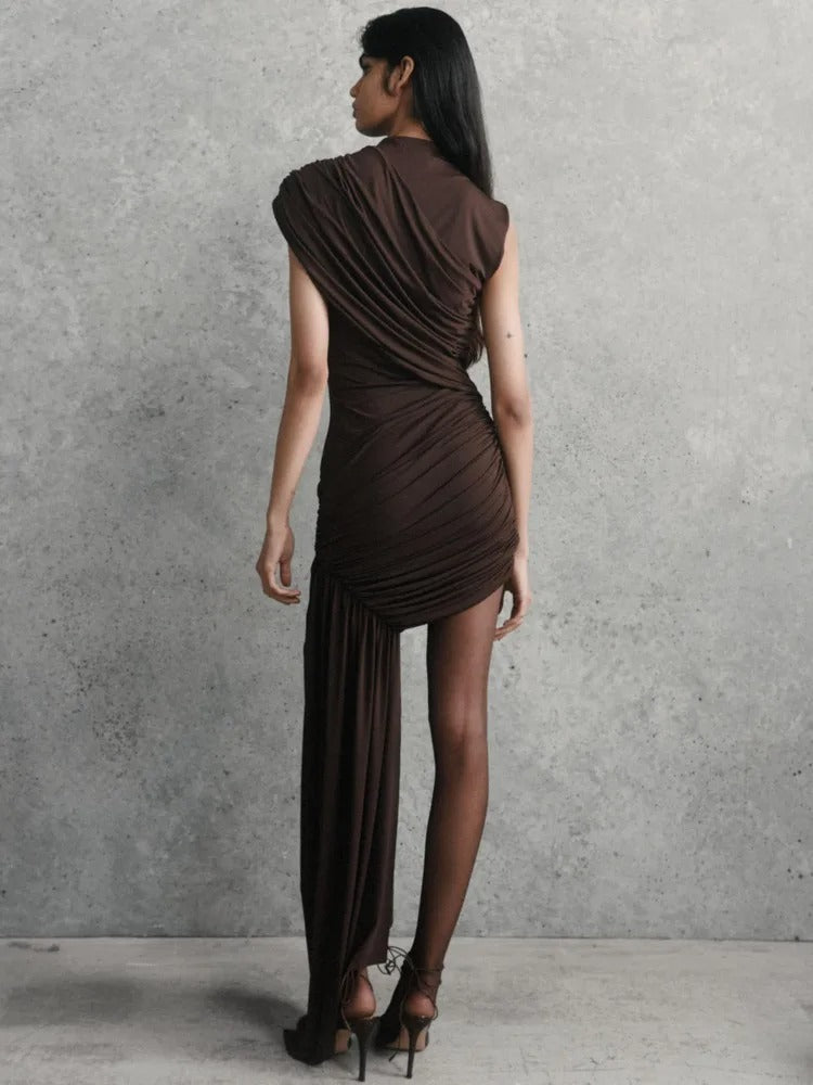 One Shoulder Ruched Mini Dress – Sleeveless Bodycon Party Outfit