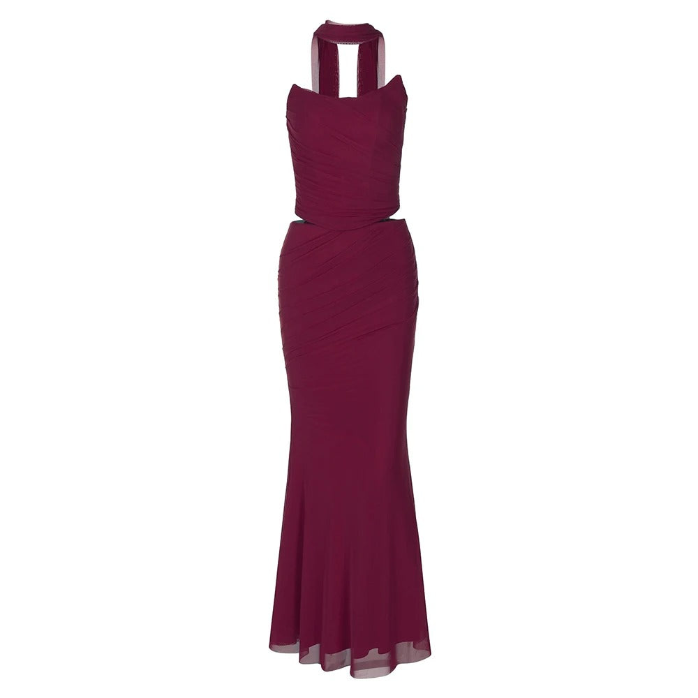 Strapless Maxi Dress – Elegant Ruched Evening Gown