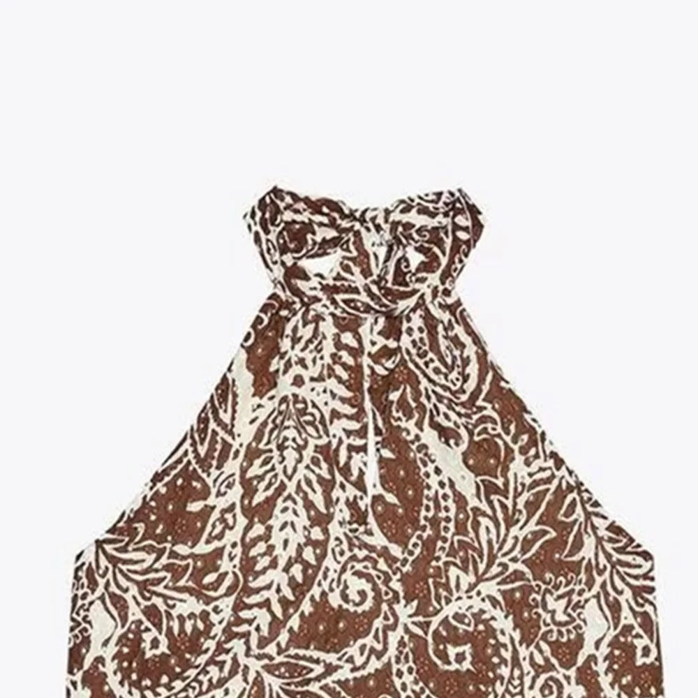 Trendy Halter Crop Top and Midi Skirt – Summer Boho Outfit