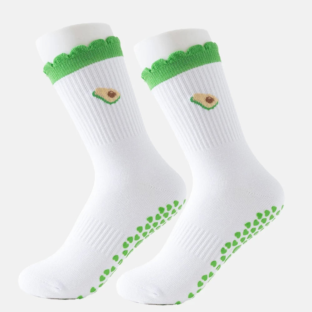 Non Slip Grip Socks – Pilates, Yoga & Fitness Avocado Design