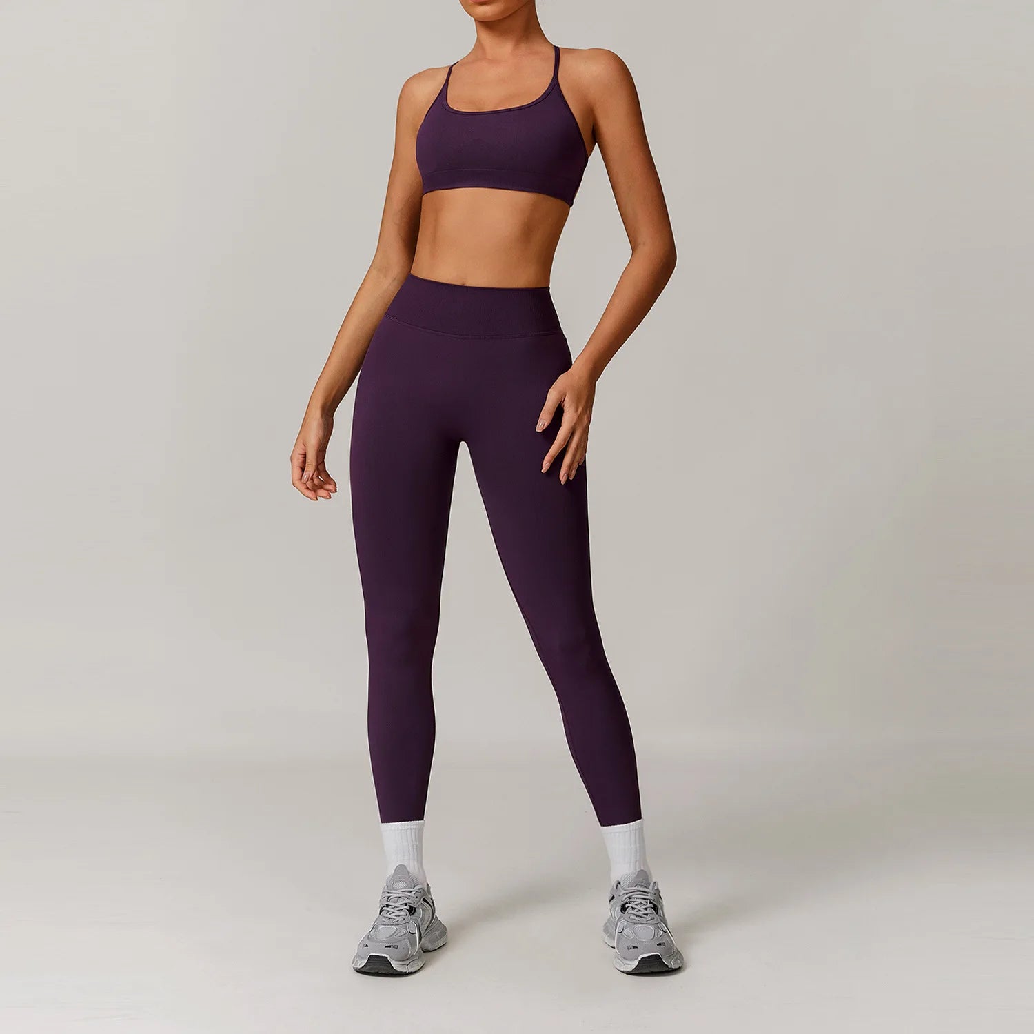 2 Piece Yoga Set – Sports Bra & High Waist Leggings Seamless Gym Activewear