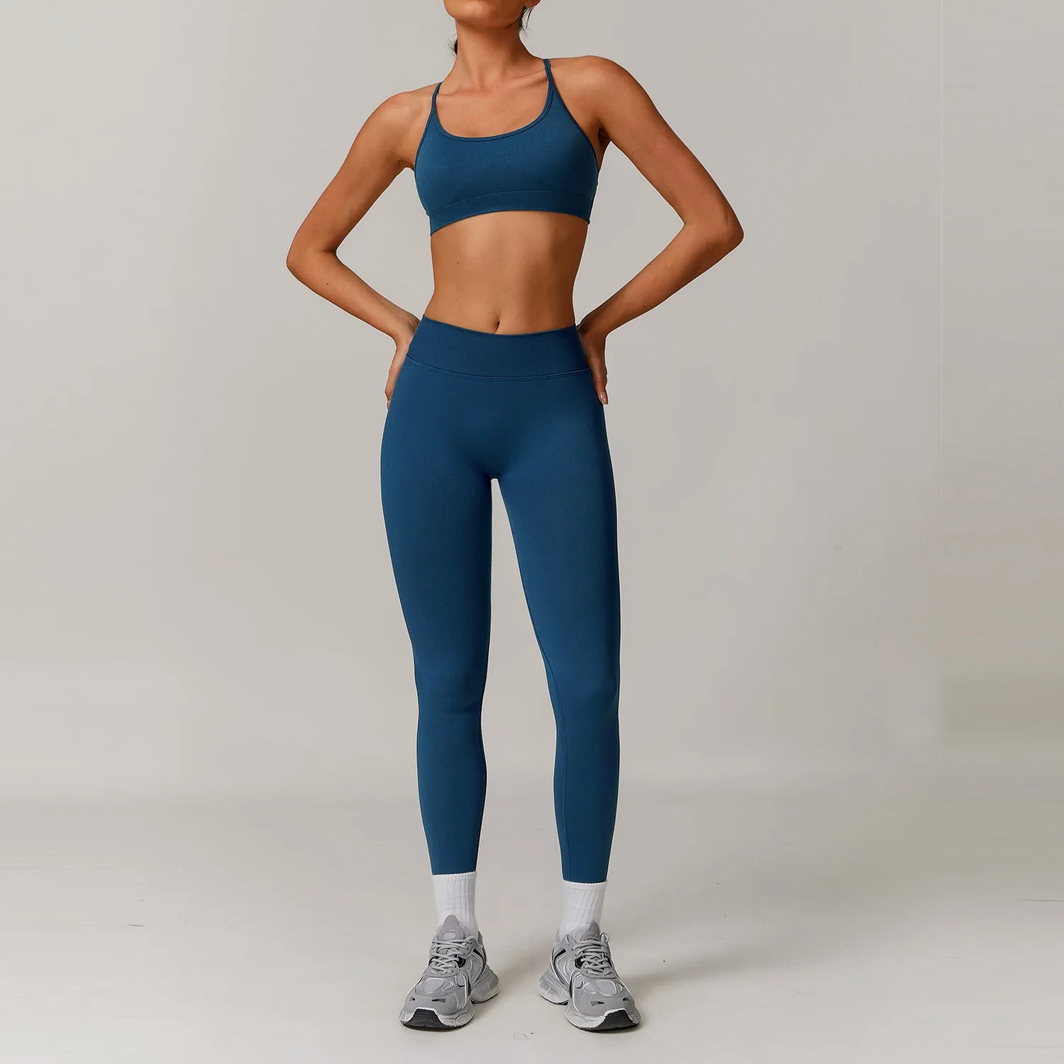 2 Piece Yoga Set – Sports Bra & High Waist Leggings Seamless Gym Activewear