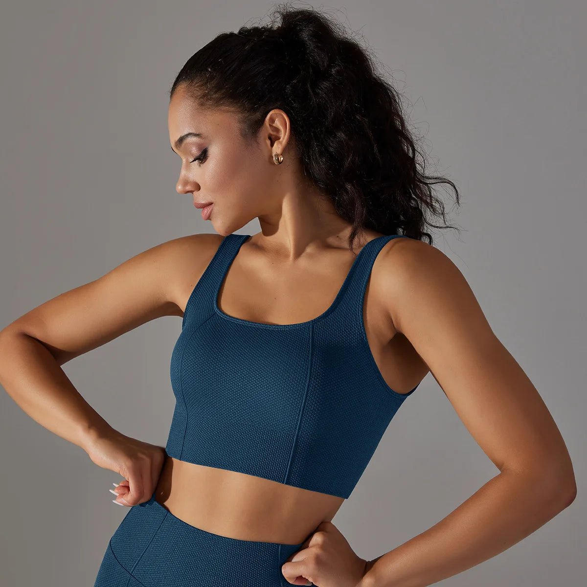 Ribbed Sports Bra Crop Top – Padded Gym, Pilates & Yoga Activewear