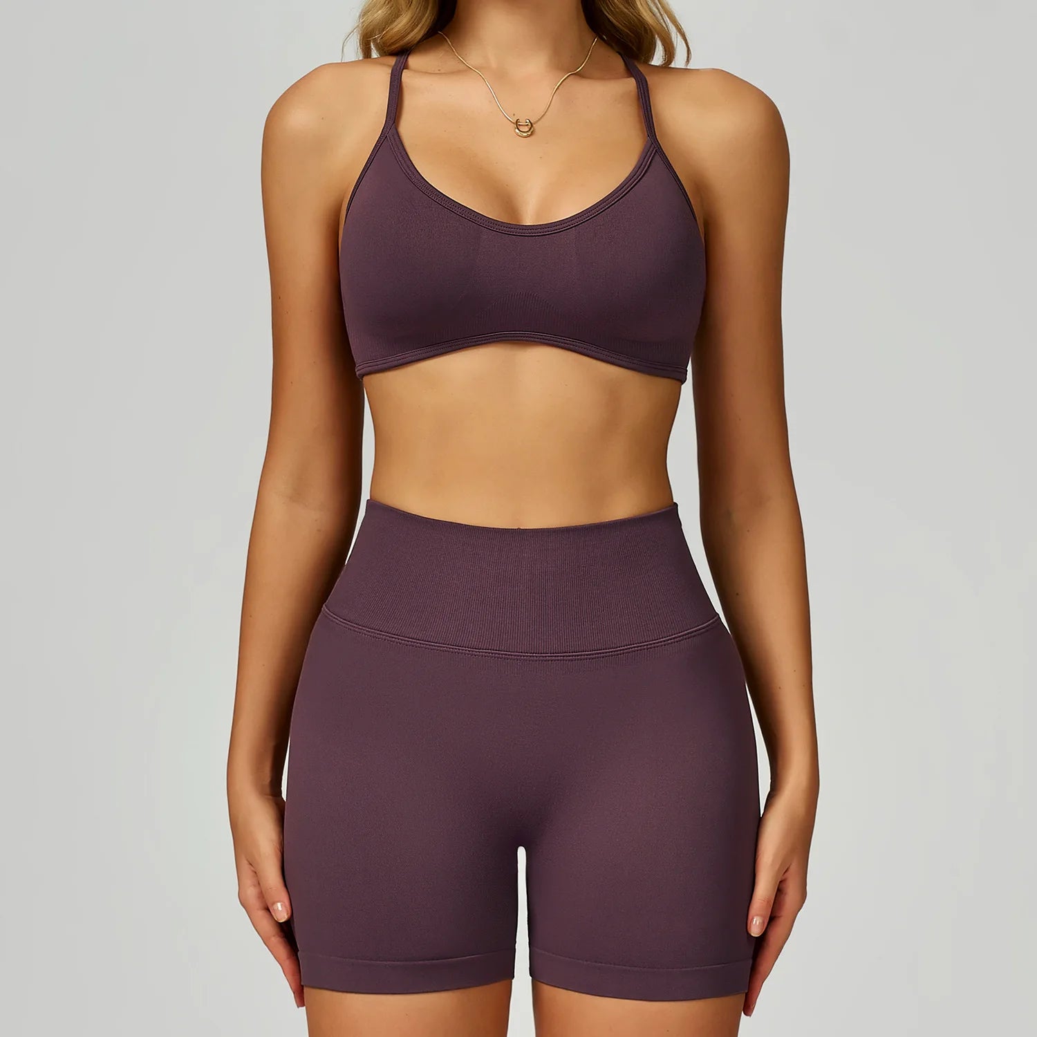 Seamless Yoga Set – Push Up Bra & High Waist Shorts Activewear