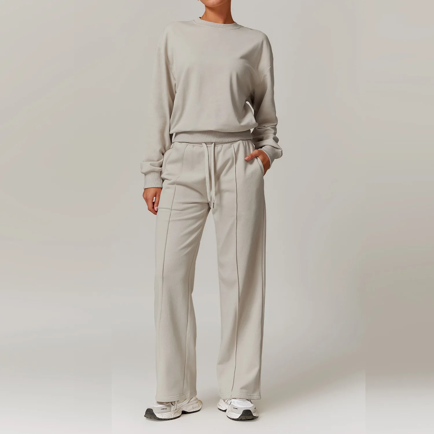2 Piece Tracksuit – Long Sleeve Sweatshirt & Wide Leg Yoga Pants Activewear