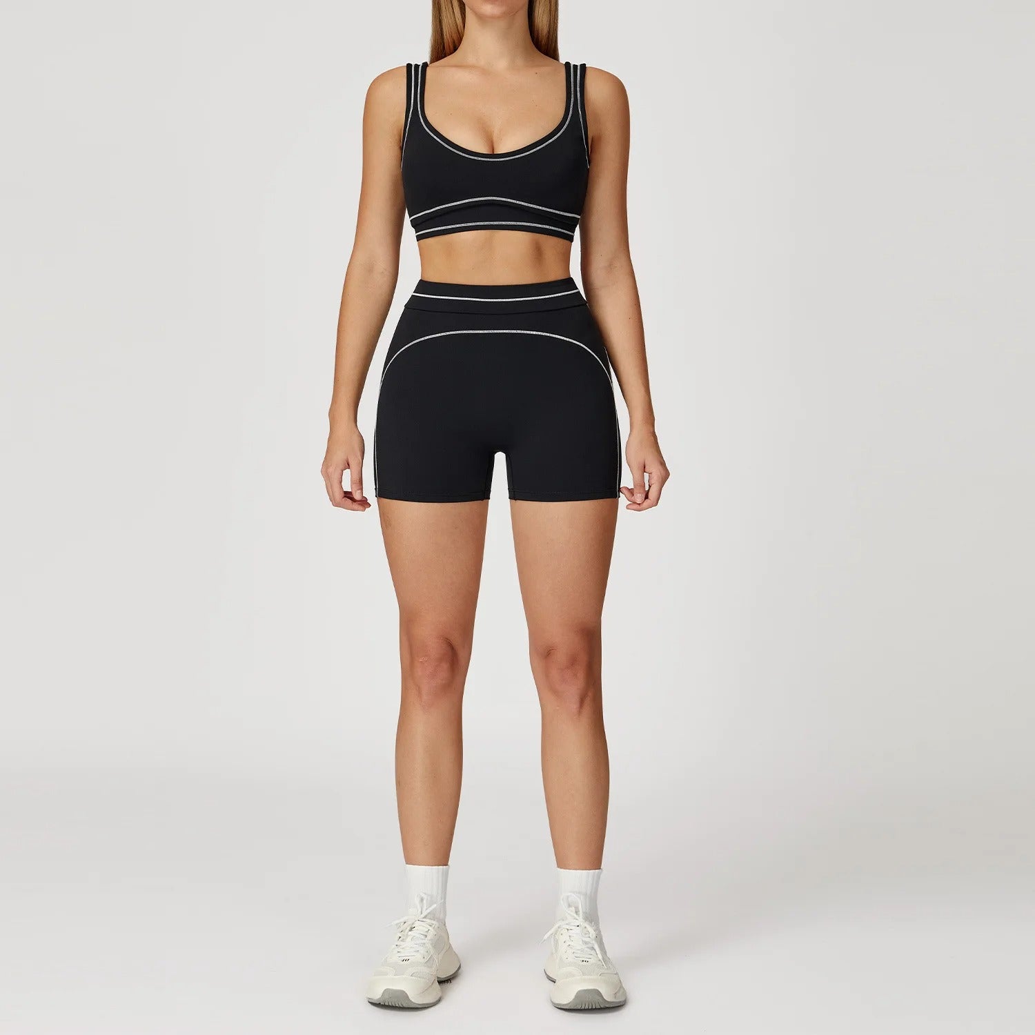 2 Piece Yoga Set – High Waist Shorts & Sports Bra Gym Activewear