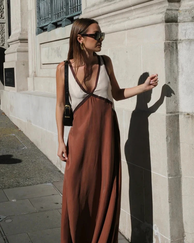 Sleeveless V Neck Maxi Dress – Breathable Summer Long Dress