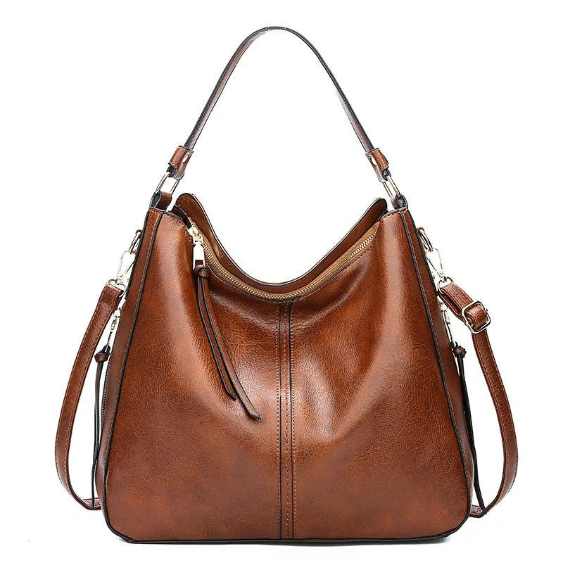 Luxury Leather Hobo Bag – Brown Shoulder & Crossbody Handbag