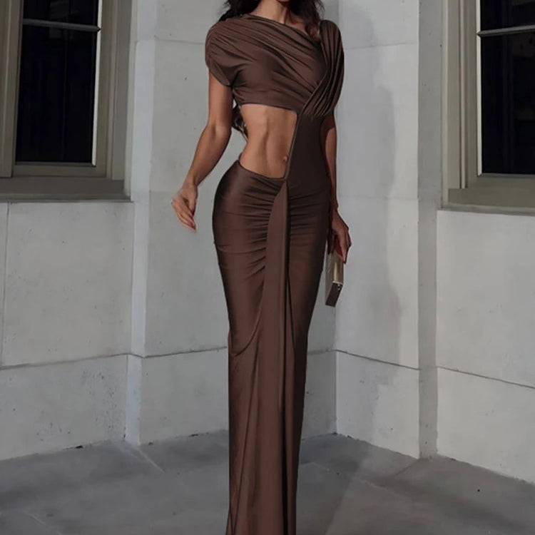 Cut Out Maxi Dress – Elegant One Shoulder Evening Gown