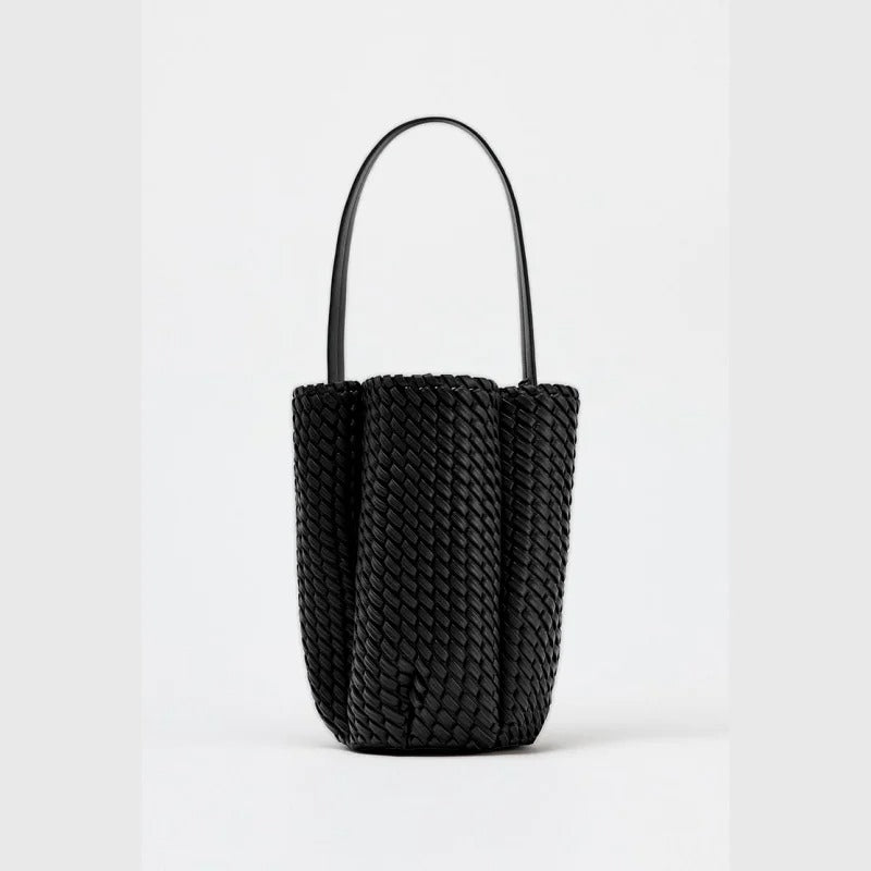 Woven Bucket Bag – Luxury Shoulder Handbag with Textured Design