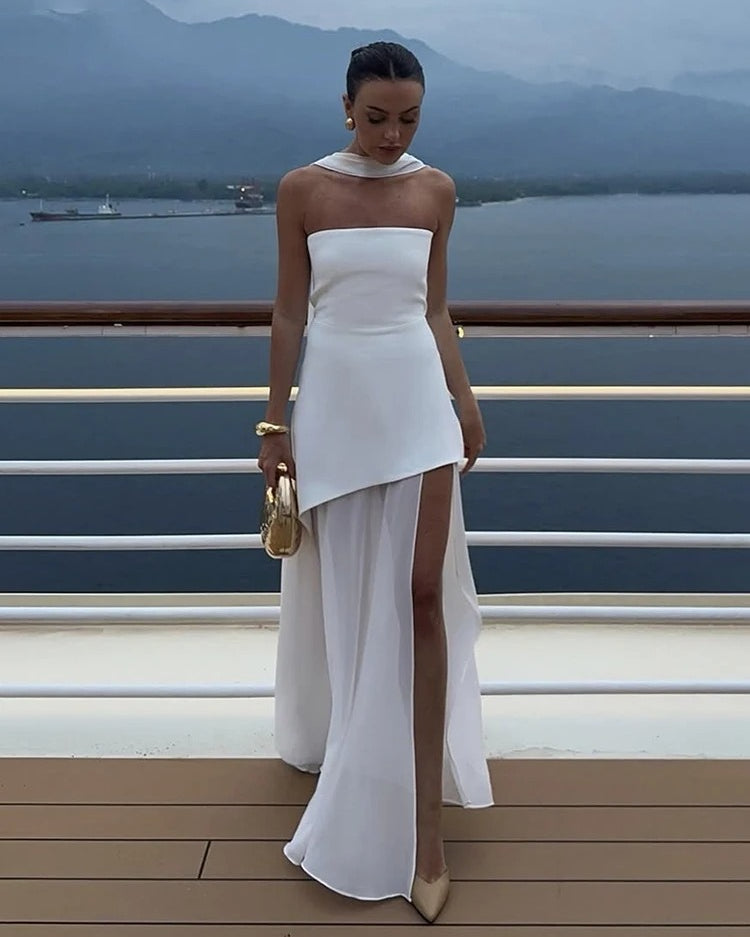 Strapless Maxi Dress – Elegant Split Evening Gown