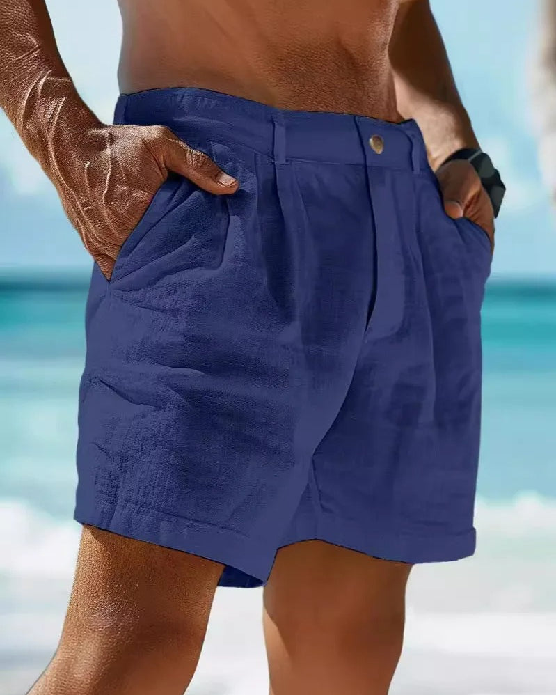 Men’s Linen Shorts – Casual Summer Beach Cotton Shorts