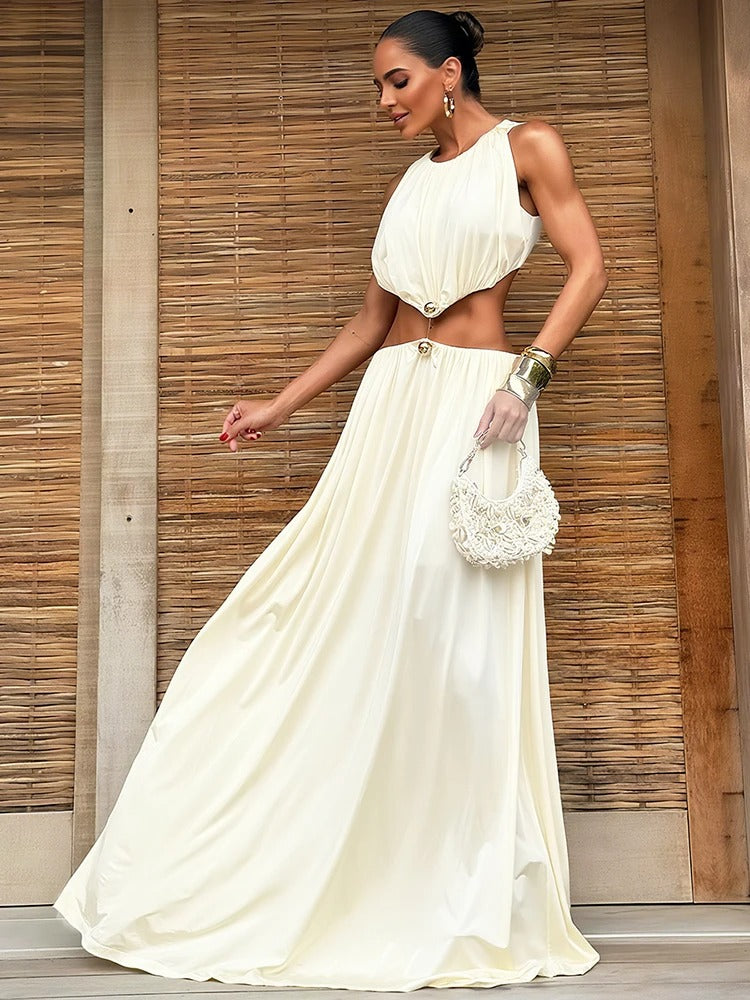 Cut Out Maxi Dress – Sleeveless Summer Party Outfit