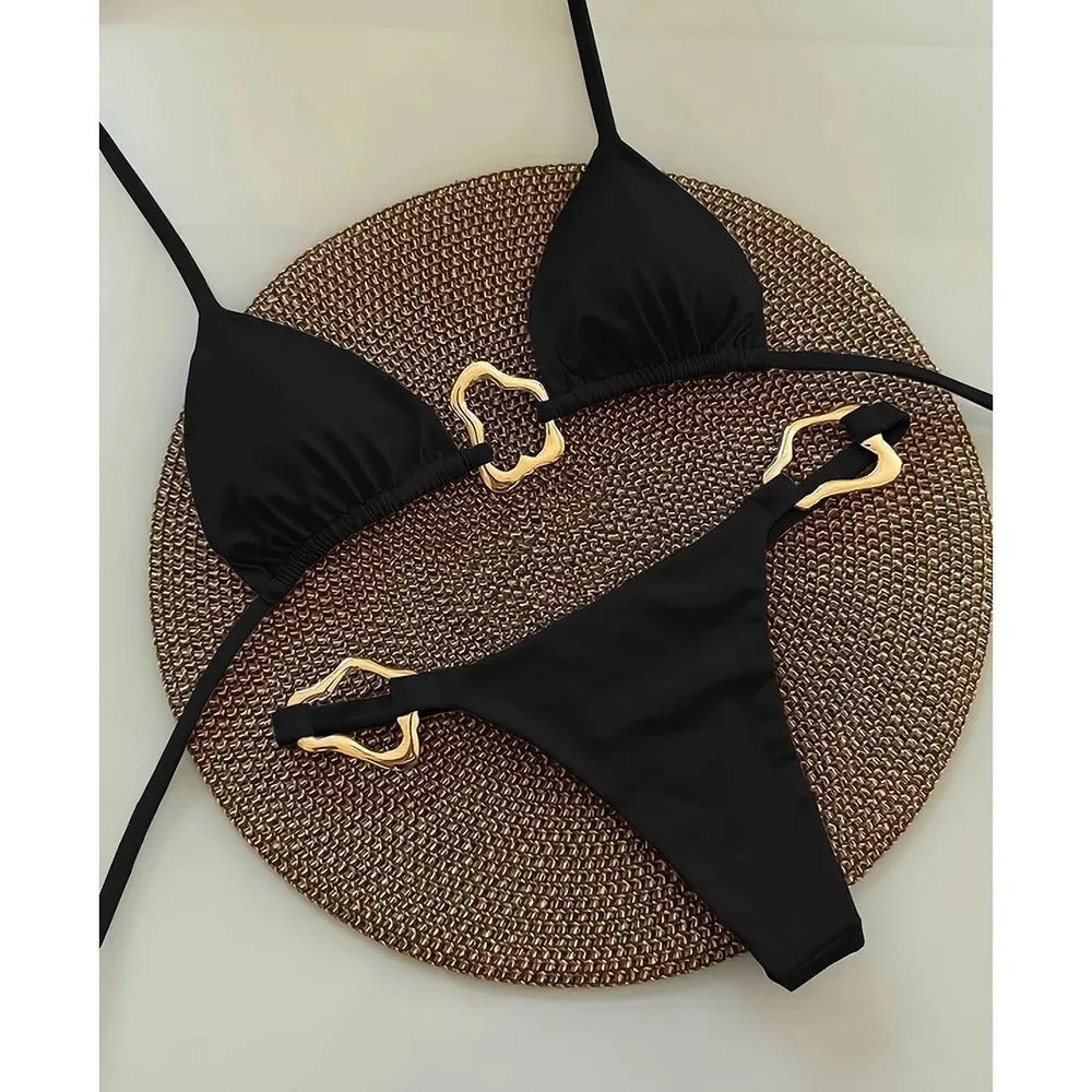 Bikini Set – Gold Ring Triangle Swimwear Two Piece