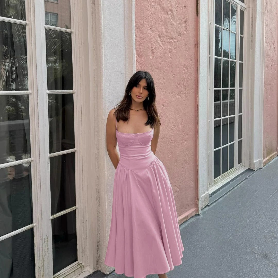 Midi Dress – Elegant Corset Bustier A Line Summer Dress