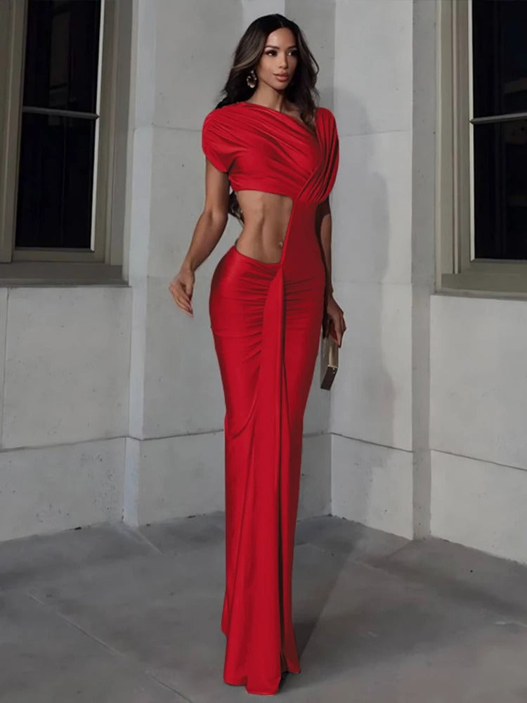 Cut Out Maxi Dress – Elegant One Shoulder Evening Gown
