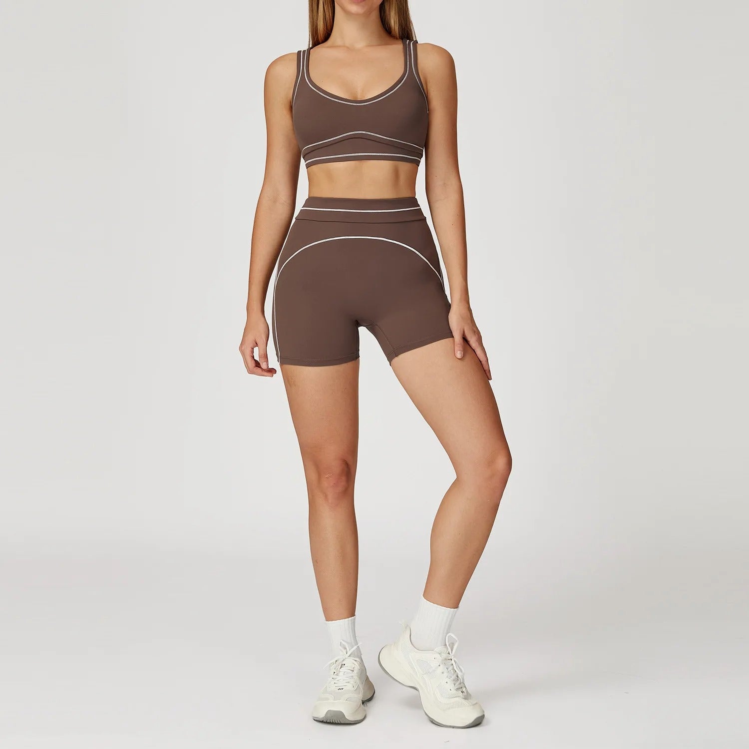 2 Piece Yoga Set – High Waist Shorts & Sports Bra Gym Activewear