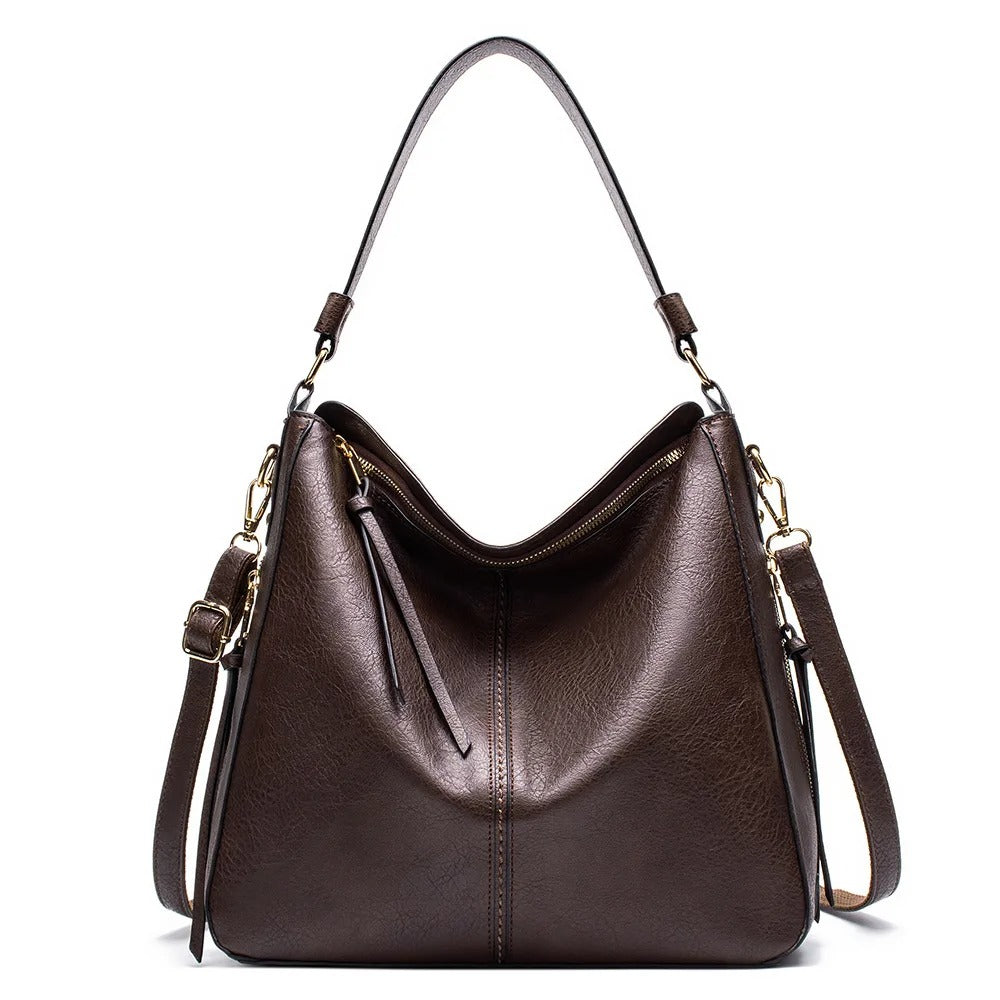 Luxury Leather Hobo Bag – Brown Shoulder & Crossbody Handbag