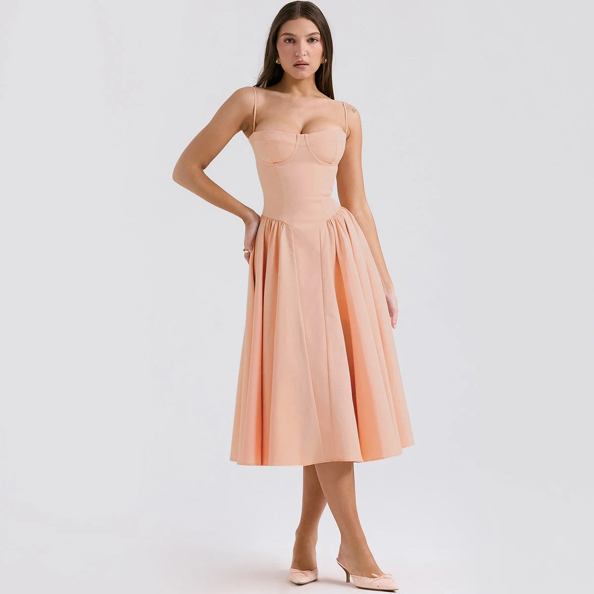 Midi Dress – Elegant Corset Bustier A Line Summer Dress