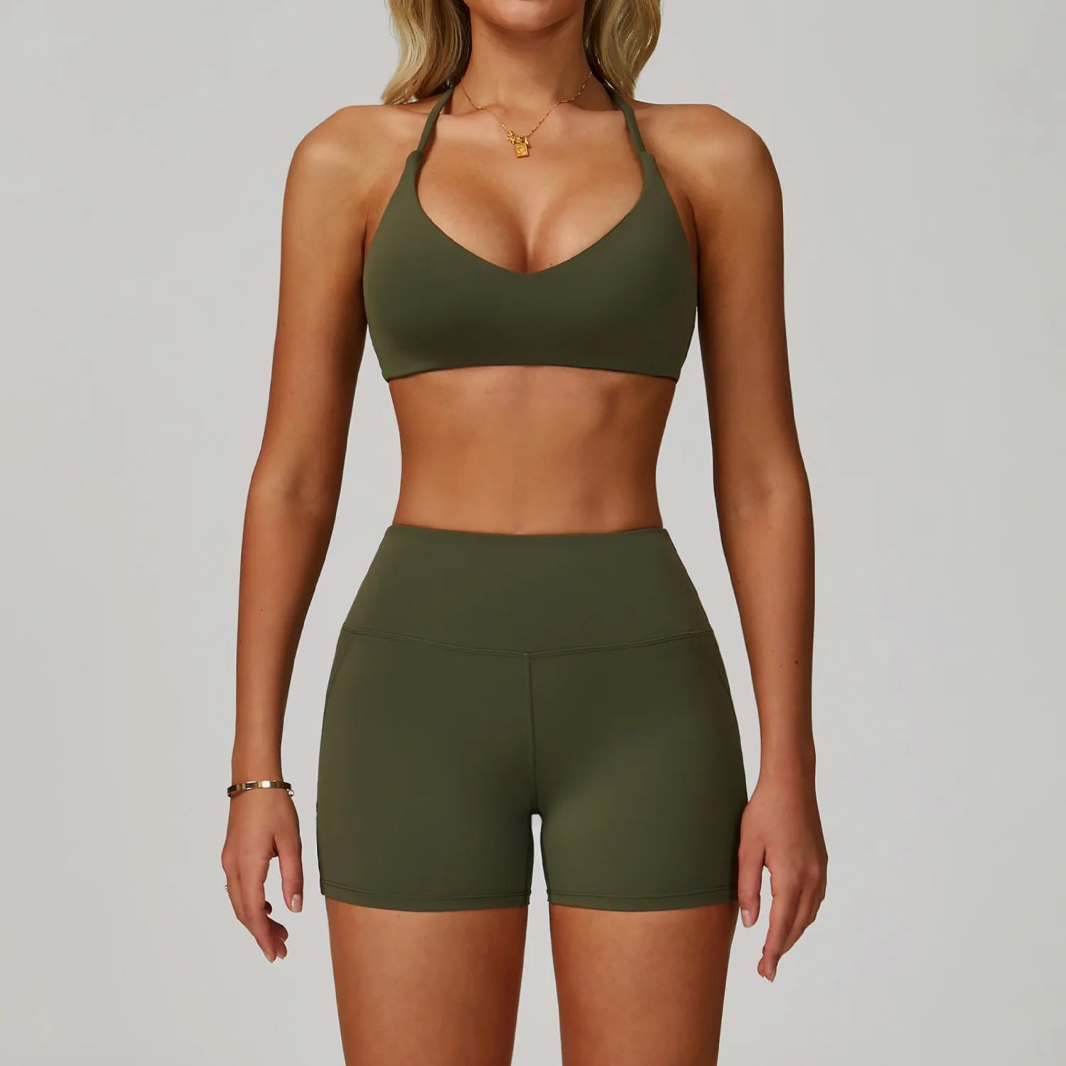 Sports Bra & Shorts Set – Seamless 2 Piece Yoga Activewear Outfit