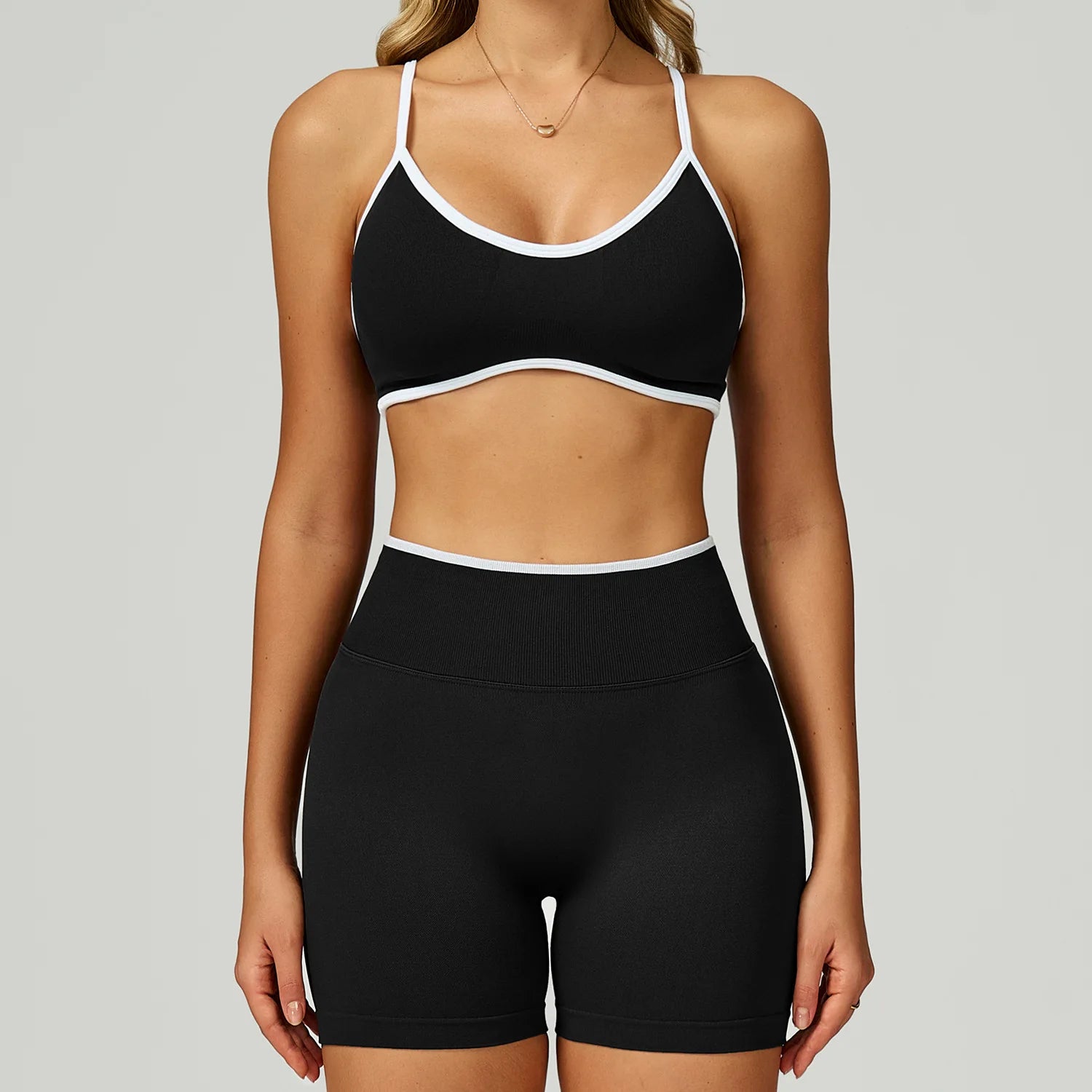 Seamless Yoga Set – Sports Bra & High Waist Shorts Activewear