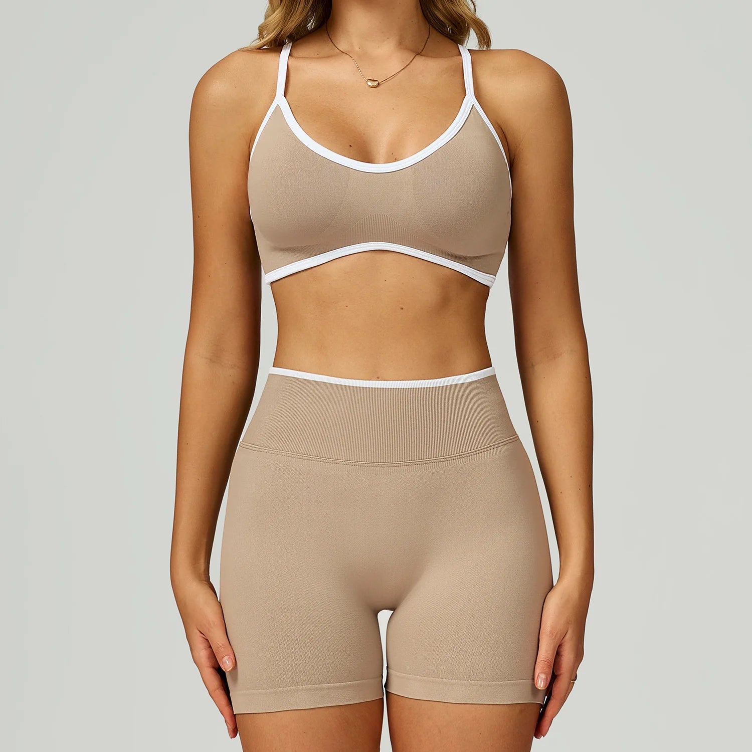 Seamless Yoga Set – Sports Bra & High Waist Shorts Activewear