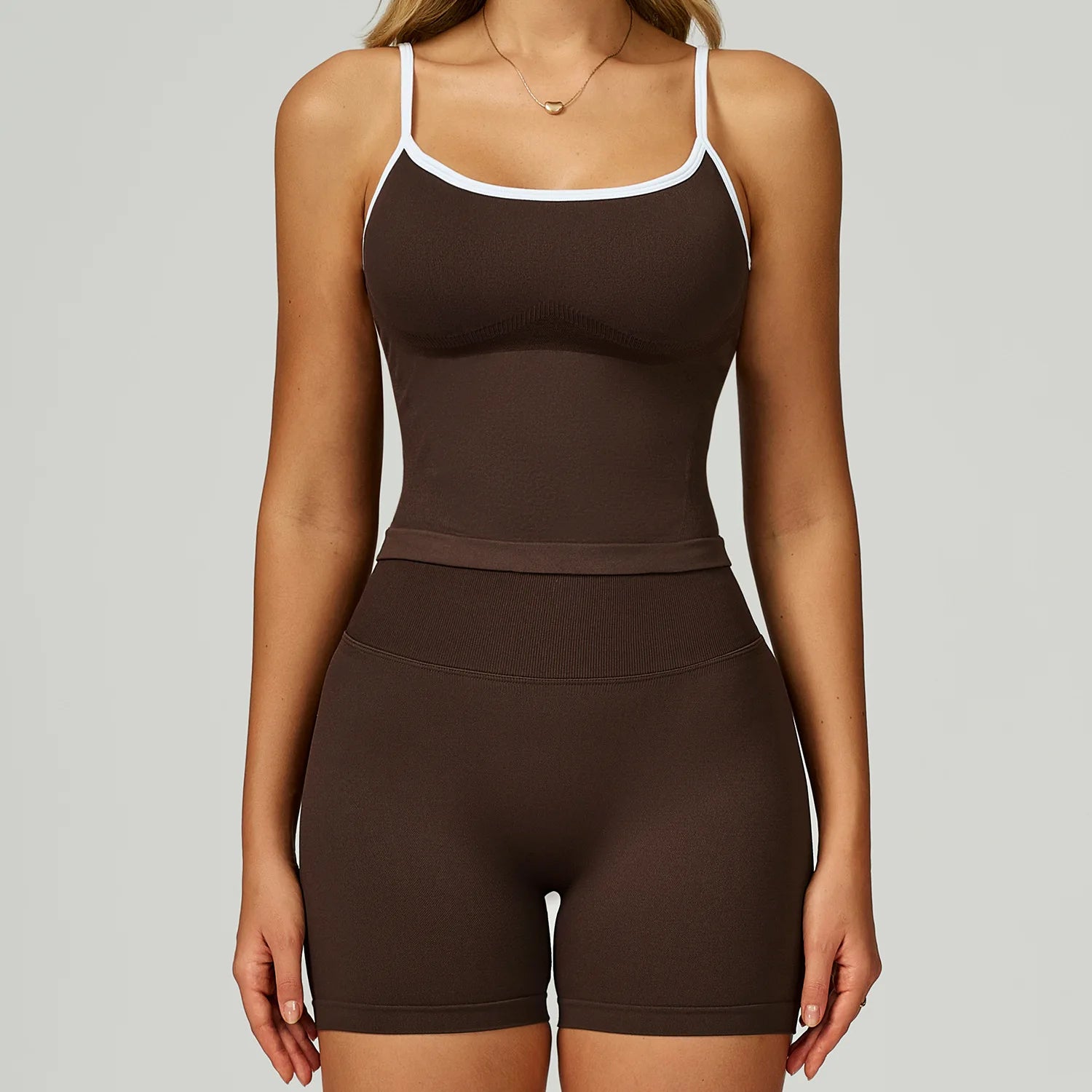 Seamless Yoga Set for Women – Tank Top & High Waist Shorts Activewear