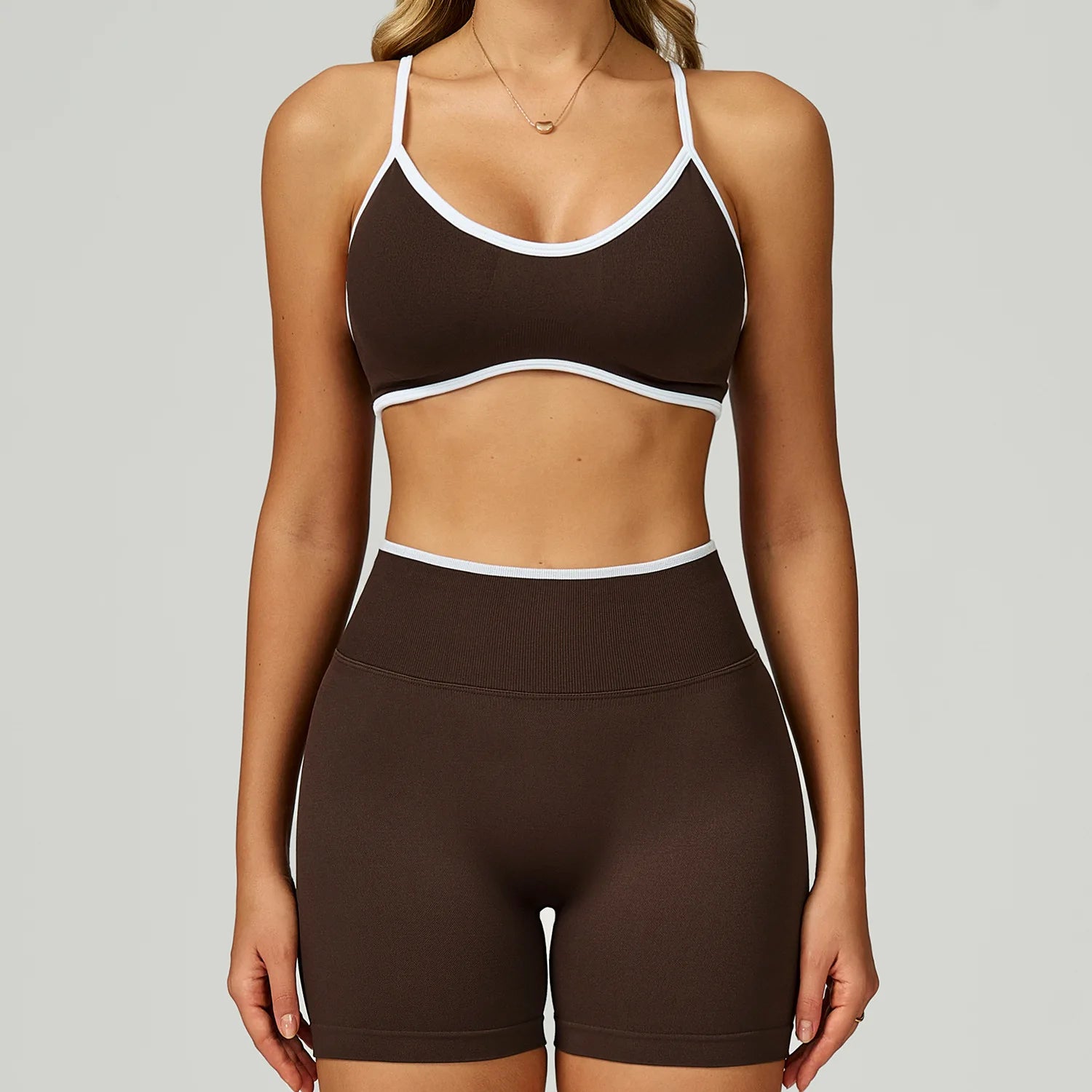 Seamless Yoga Set – Sports Bra & High Waist Shorts Activewear