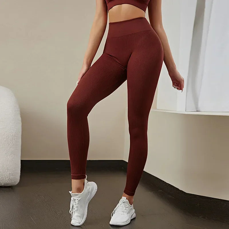 Ribbed High Waist Leggings – Gym, Yoga & Fitness Activewear Pants
